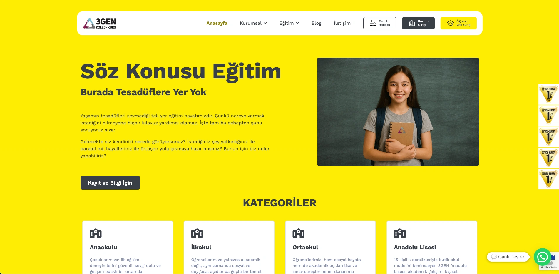 3GEN Eğitim Kurumları Web Sitesi