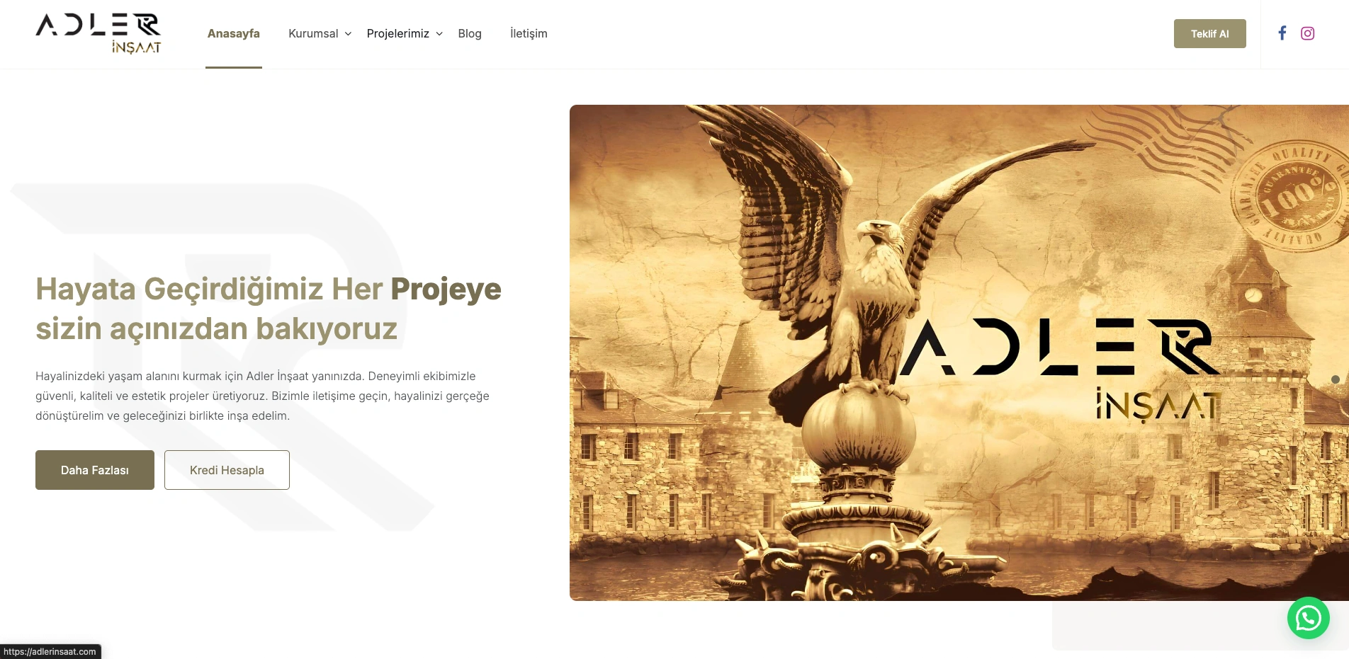 Adler İnşaat Web Sitesi